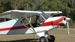 Nigel landing in the Super Cub after doing a tow